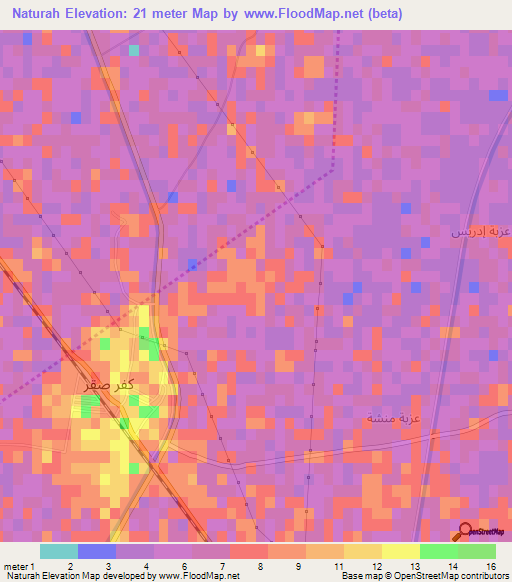 Naturah,Egypt Elevation Map