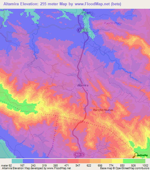 Altamira,Dominican Republic Elevation Map