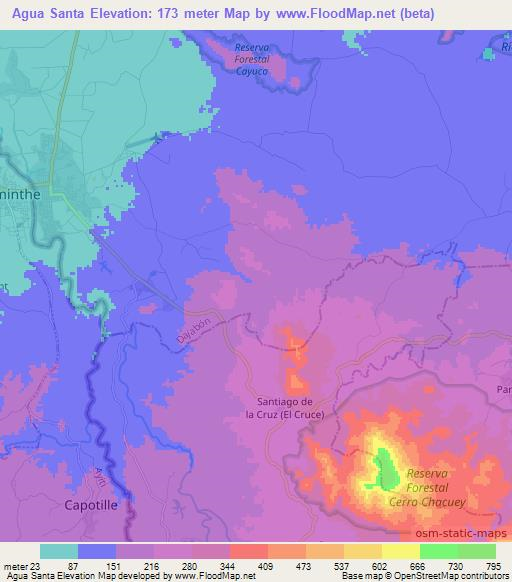 Agua Santa,Dominican Republic Elevation Map