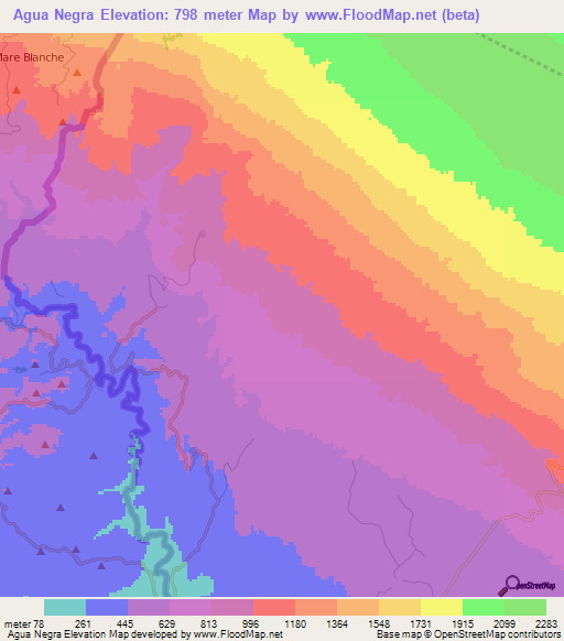 Agua Negra,Dominican Republic Elevation Map