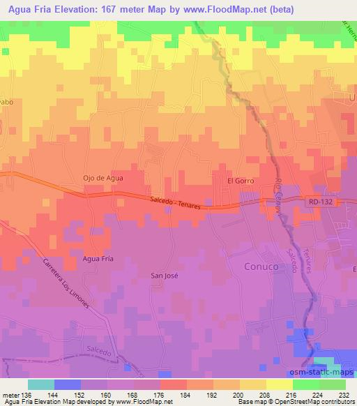 Agua Fria,Dominican Republic Elevation Map