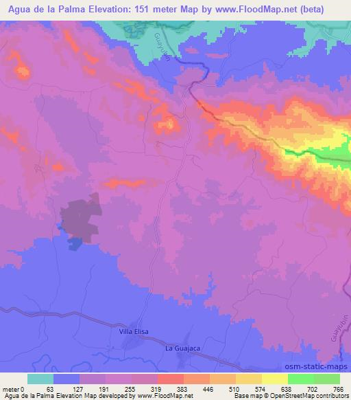 Agua de la Palma,Dominican Republic Elevation Map