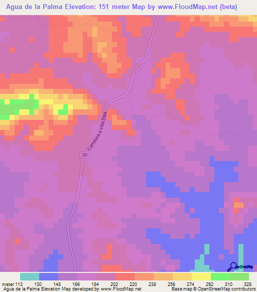 Agua de la Palma,Dominican Republic Elevation Map