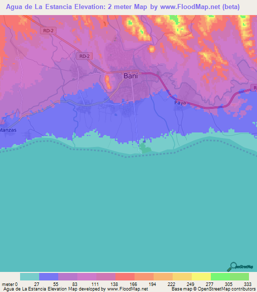 Agua de La Estancia,Dominican Republic Elevation Map