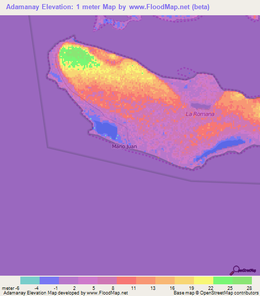 Adamanay,Dominican Republic Elevation Map