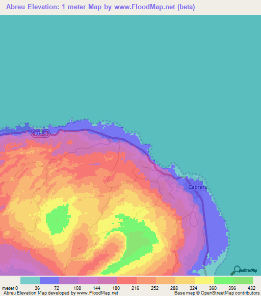 Abreu,Dominican Republic Elevation Map