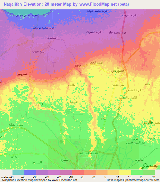 Naqalifah,Egypt Elevation Map