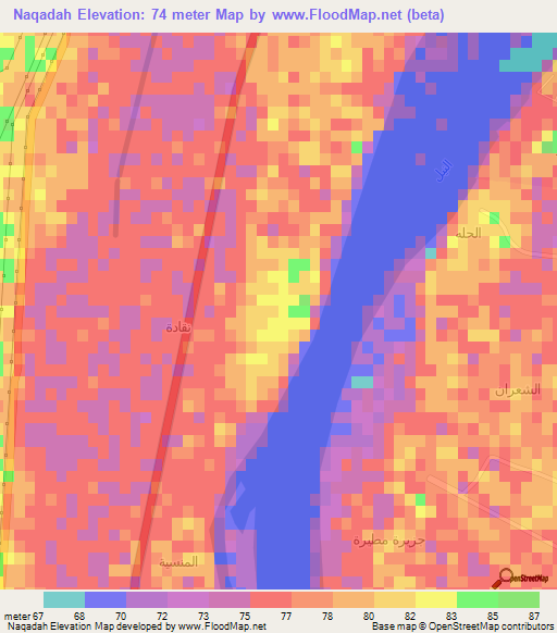 Naqadah,Egypt Elevation Map