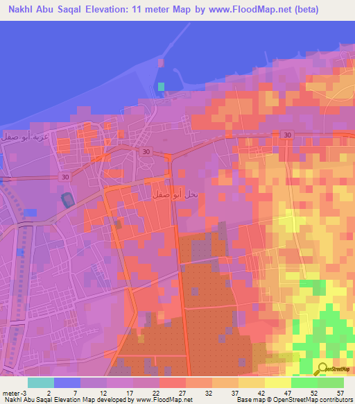 Nakhl Abu Saqal,Egypt Elevation Map