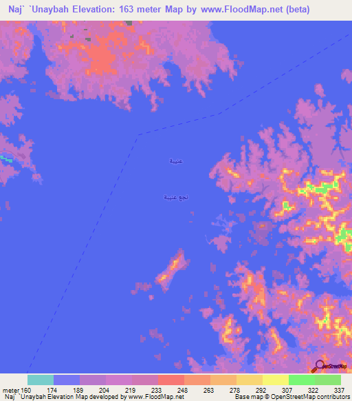 Naj` `Unaybah,Egypt Elevation Map