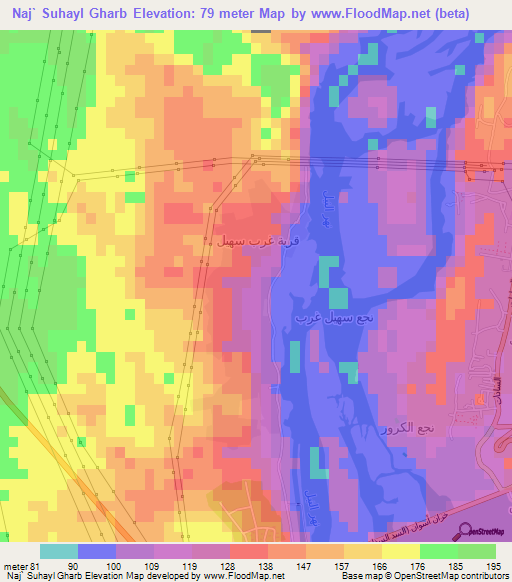 Naj` Suhayl Gharb,Egypt Elevation Map