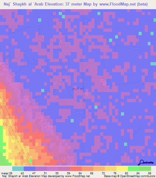 Naj` Shaykh al `Arab,Egypt Elevation Map