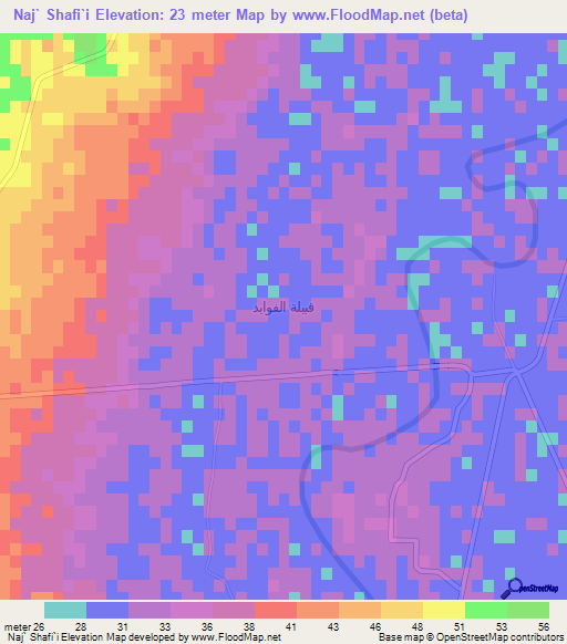 Naj` Shafi`i,Egypt Elevation Map