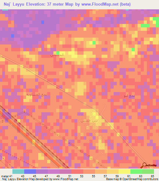 Naj` Layyu,Egypt Elevation Map