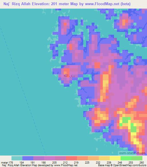 Naj` Rizq Allah,Egypt Elevation Map