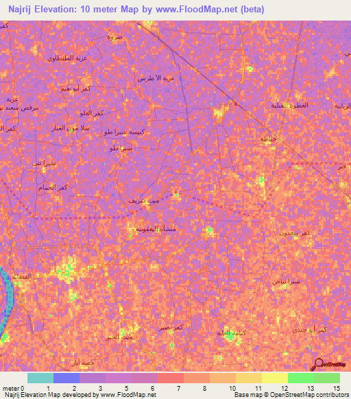 Najrij,Egypt Elevation Map