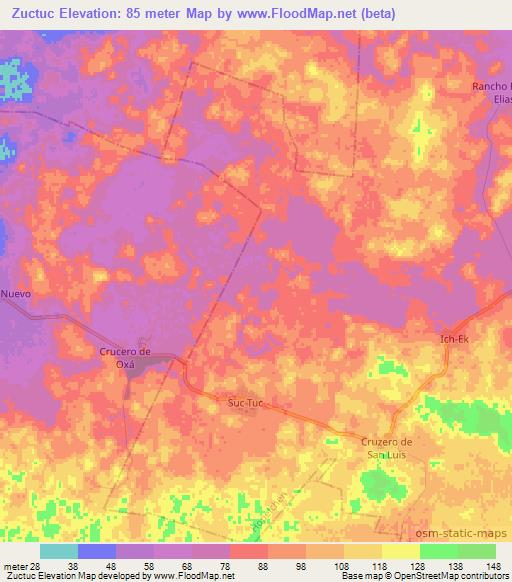 Zuctuc,Mexico Elevation Map