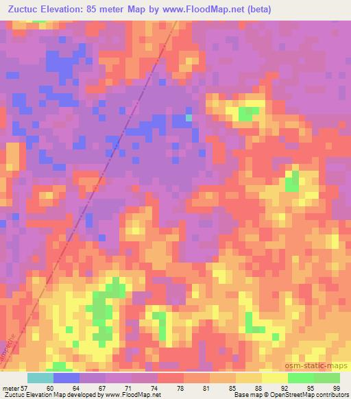 Zuctuc,Mexico Elevation Map