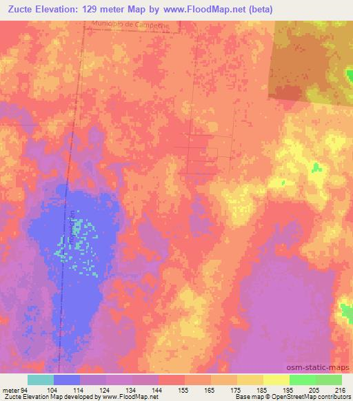 Zucte,Mexico Elevation Map