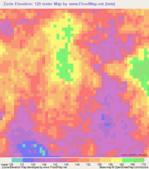 Zucte,Mexico Elevation Map