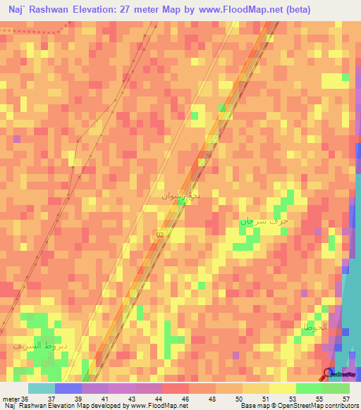 Naj` Rashwan,Egypt Elevation Map