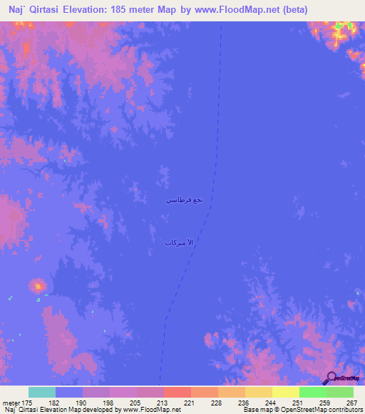 Naj` Qirtasi,Egypt Elevation Map