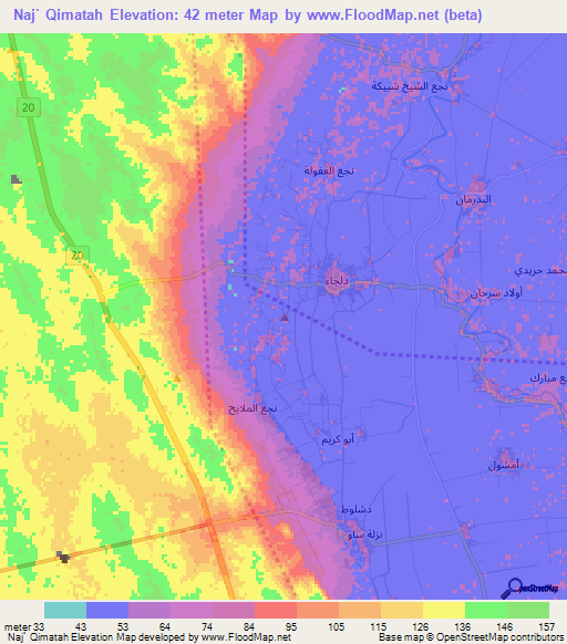 Naj` Qimatah,Egypt Elevation Map