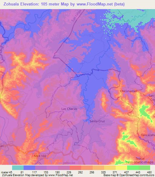 Zohuala,Mexico Elevation Map