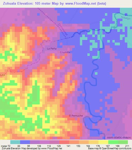 Zohuala,Mexico Elevation Map