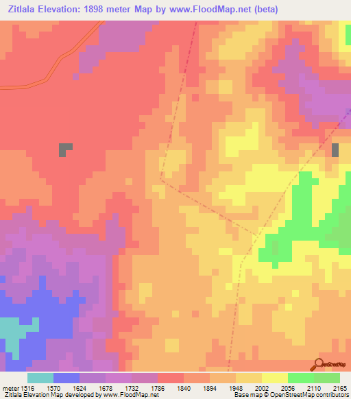 Zitlala,Mexico Elevation Map