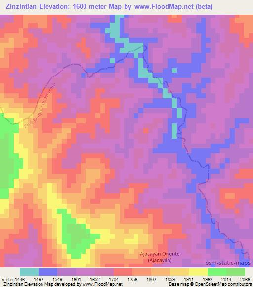 Zinzintlan,Mexico Elevation Map