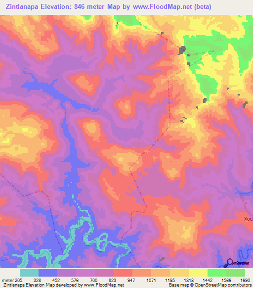 Zintlanapa,Mexico Elevation Map