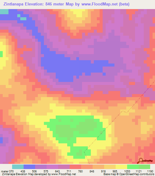 Zintlanapa,Mexico Elevation Map