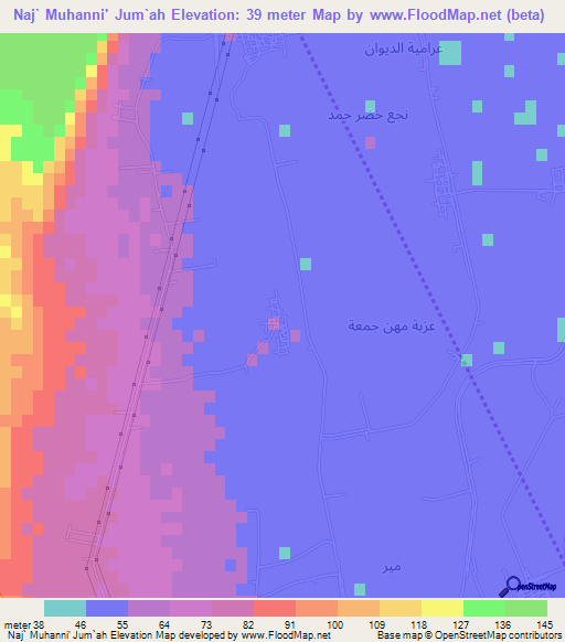 Naj` Muhanni' Jum`ah,Egypt Elevation Map