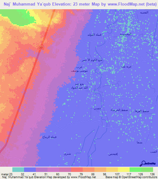 Naj` Muhammad Ya`qub,Egypt Elevation Map