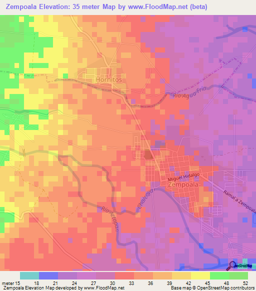 Zempoala,Mexico Elevation Map