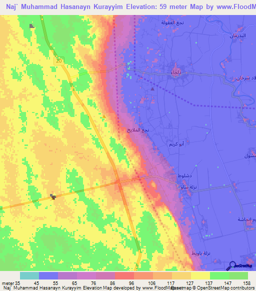 Naj` Muhammad Hasanayn Kurayyim,Egypt Elevation Map