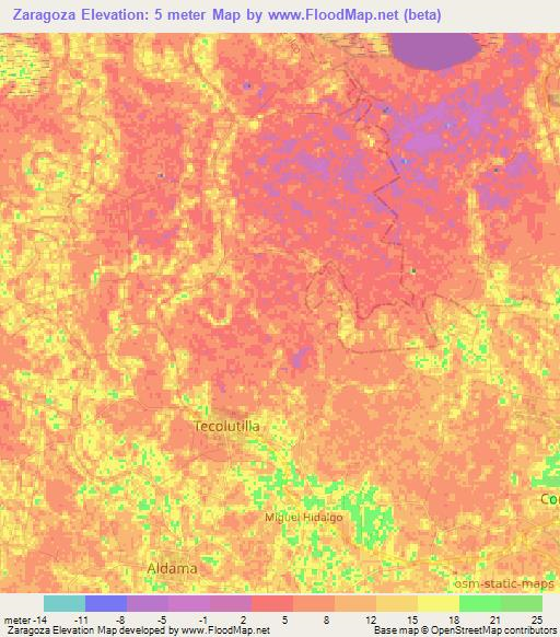 Zaragoza,Mexico Elevation Map