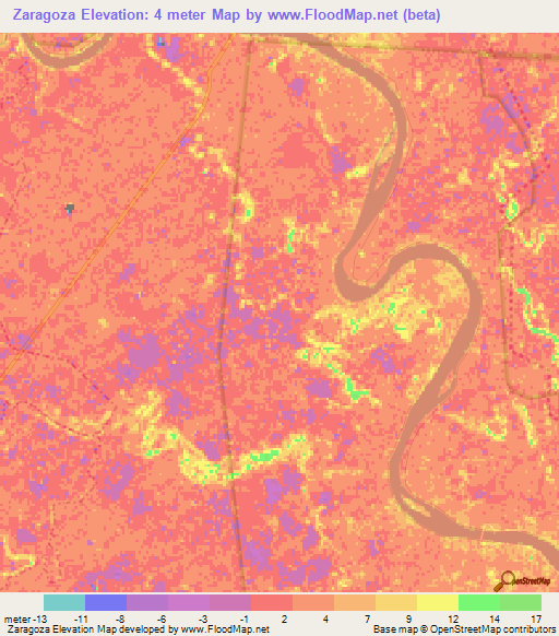 Zaragoza,Mexico Elevation Map