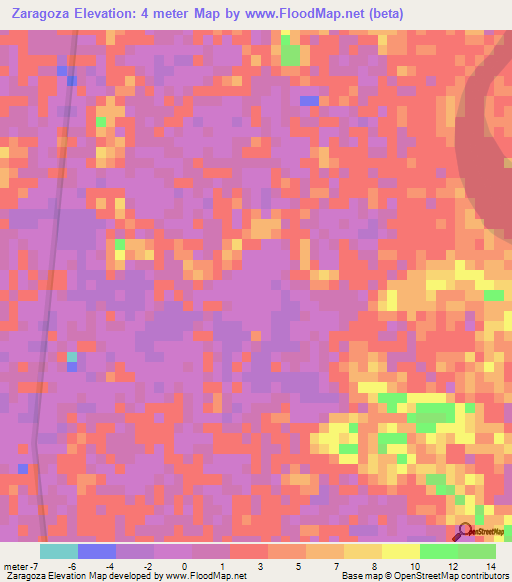 Zaragoza,Mexico Elevation Map