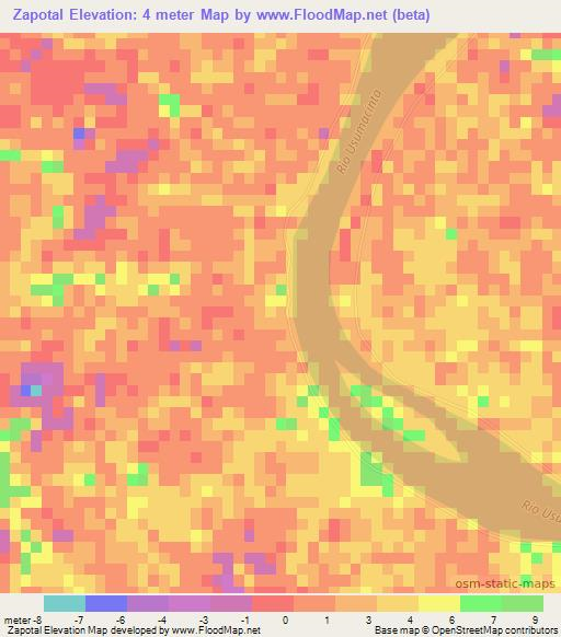 Zapotal,Mexico Elevation Map