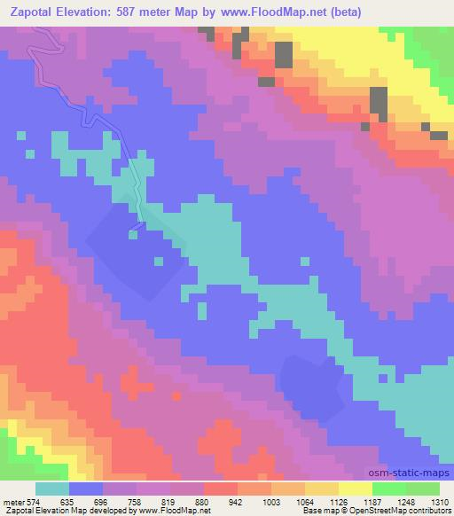 Zapotal,Mexico Elevation Map