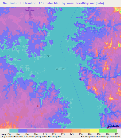 Naj` Kuludul,Egypt Elevation Map