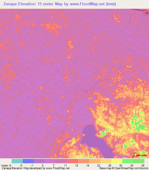 Zanapa,Mexico Elevation Map