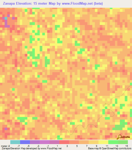 Zanapa,Mexico Elevation Map