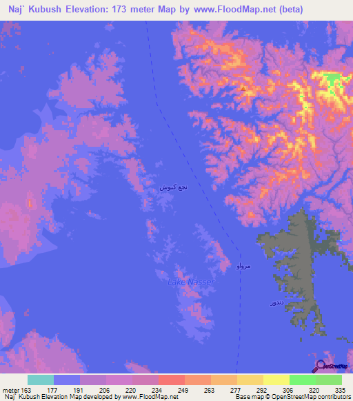 Naj` Kubush,Egypt Elevation Map