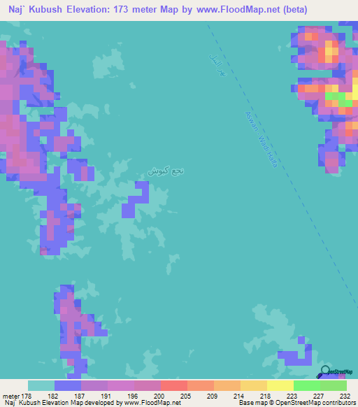 Naj` Kubush,Egypt Elevation Map