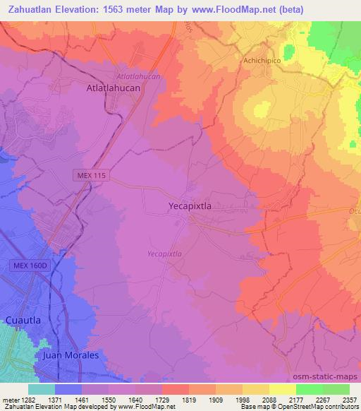 Zahuatlan,Mexico Elevation Map