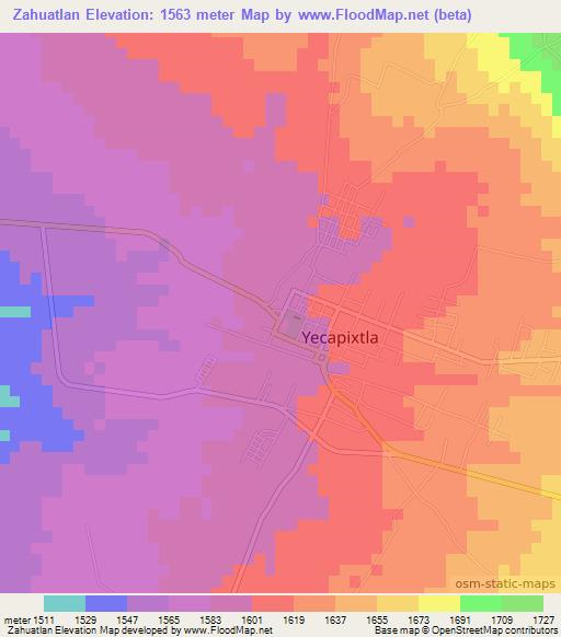 Zahuatlan,Mexico Elevation Map