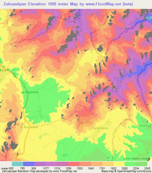 Zahuastipan,Mexico Elevation Map